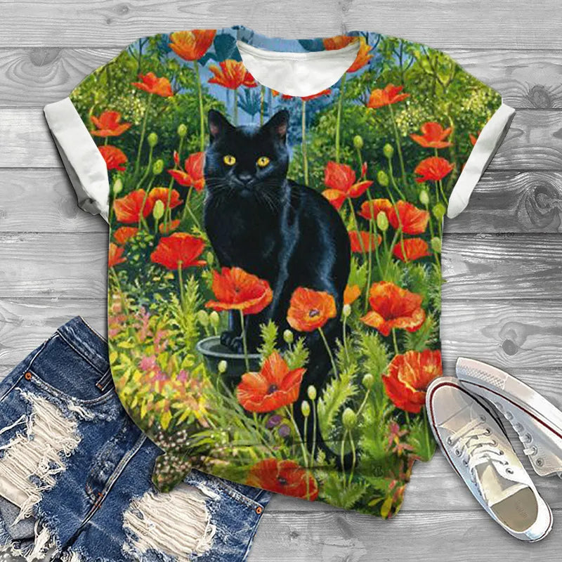 Camiseta casual de mujer con estampado de ballena jorobada