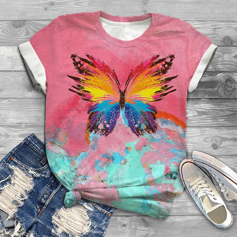 Camiseta casual de mujer con estampado de ballena jorobada
