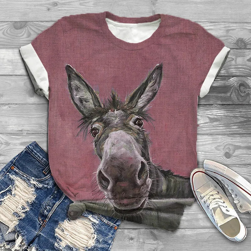Camiseta casual de mujer con estampado de ballena jorobada