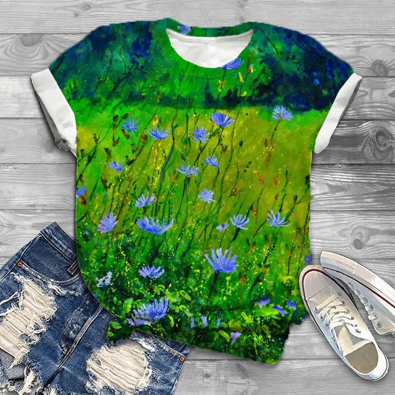 Camiseta casual de mujer con estampado de ballena jorobada