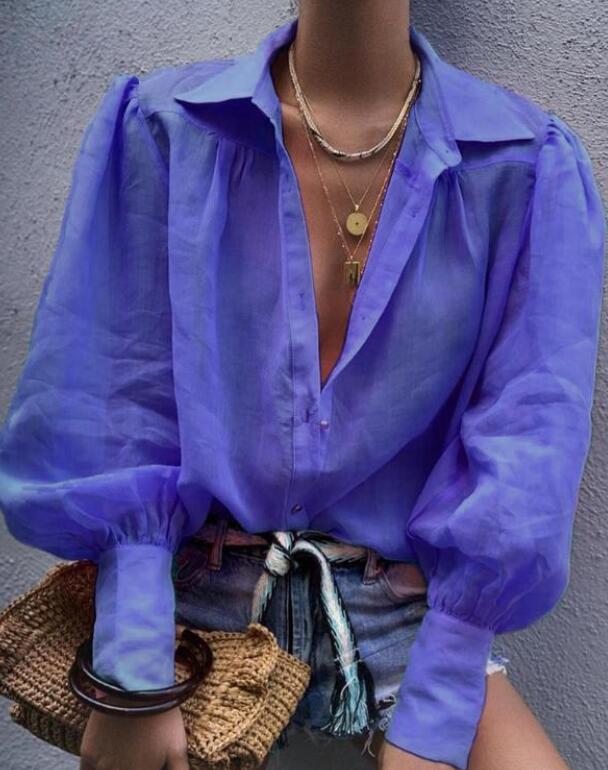 Elegante blusa con cuello en V para una apariencia elegante