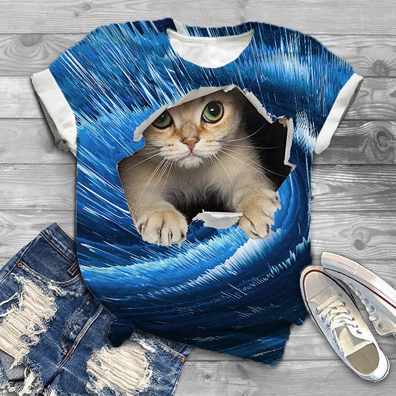 Camiseta casual de mujer con estampado de ballena jorobada