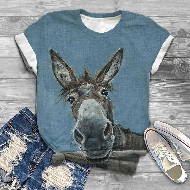 Camiseta casual de mujer con estampado de ballena jorobada