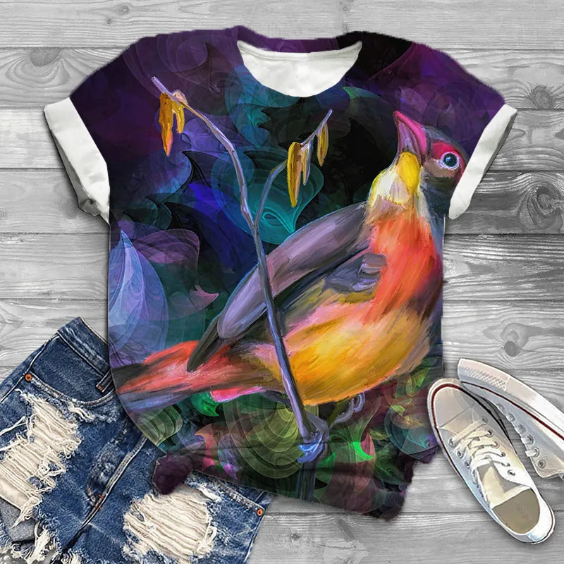 Camiseta casual de mujer con estampado de ballena jorobada
