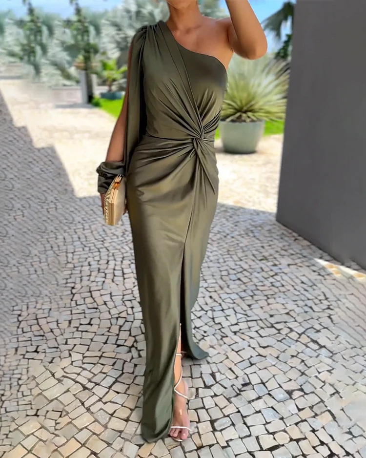 Mila - Vestido plisado de un hombro