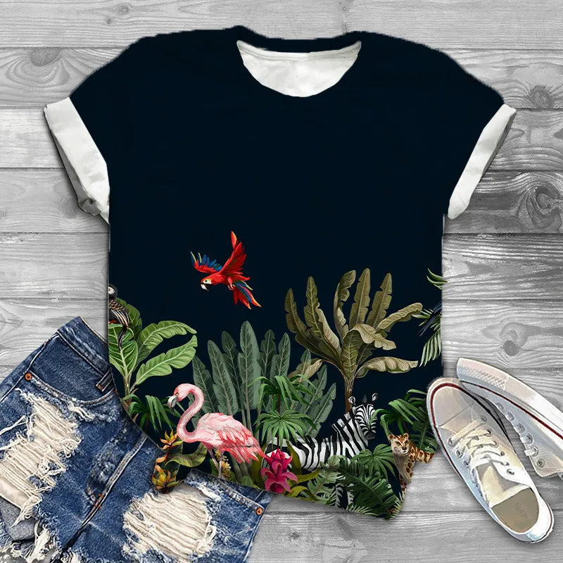 Camiseta casual de mujer con estampado de ballena jorobada