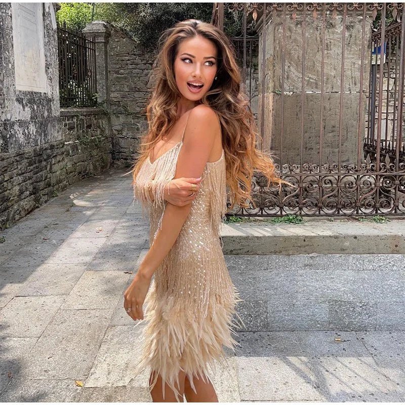 Feather Mini Dress