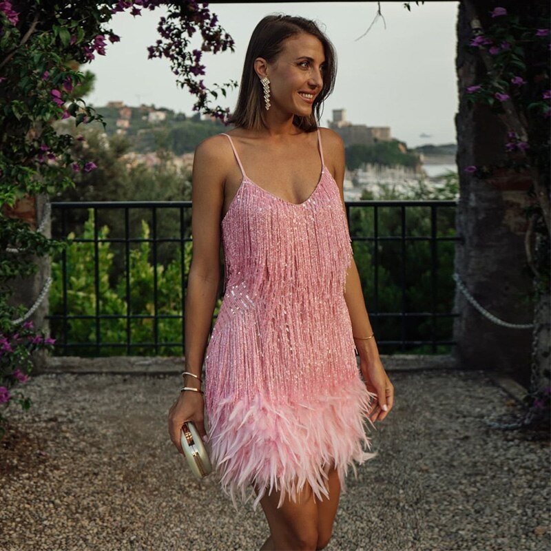 Feather Mini Dress