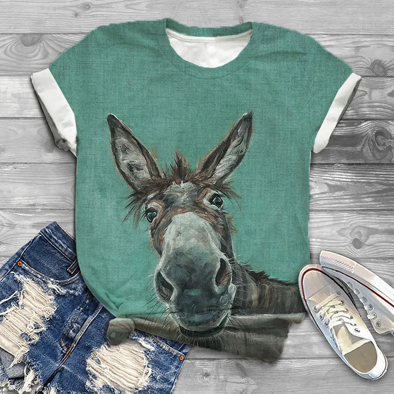 Camiseta casual de mujer con estampado de ballena jorobada