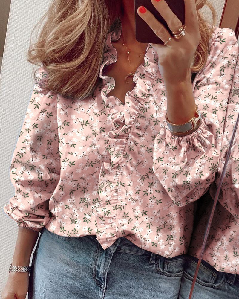 Anna - Blusa de manga larga con volantes para mujer
