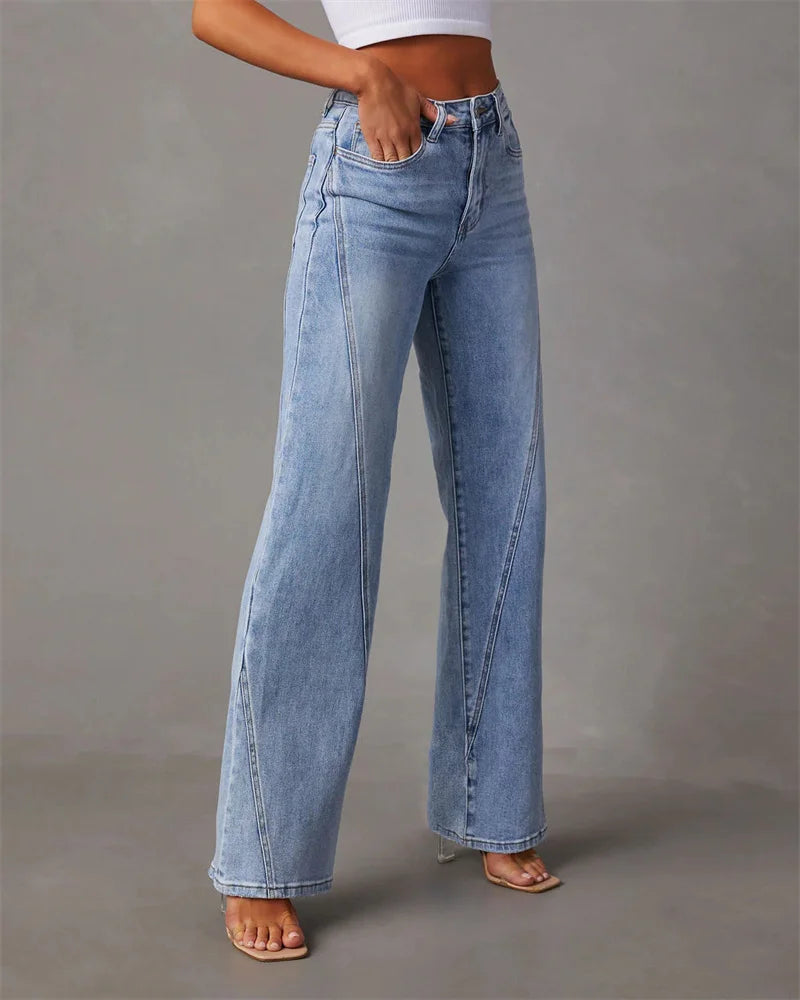 Women's Wide-Leg Jeans - High-Waisted - Relaxed Fit - Classic Five-Pocket Design