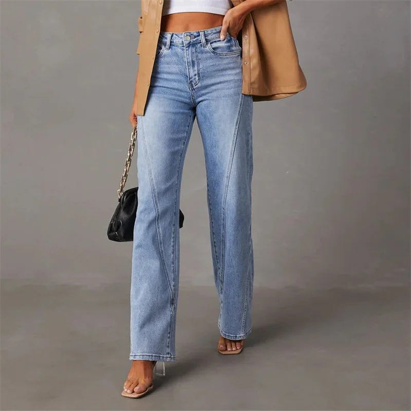 Women's Wide-Leg Jeans - High-Waisted - Relaxed Fit - Classic Five-Pocket Design