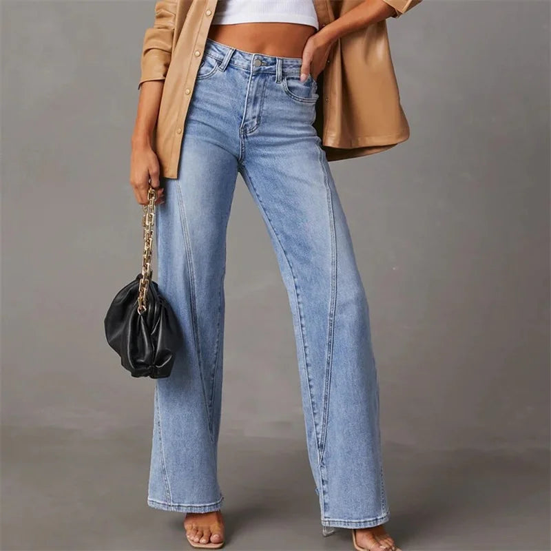Women's Wide-Leg Jeans - High-Waisted - Relaxed Fit - Classic Five-Pocket Design