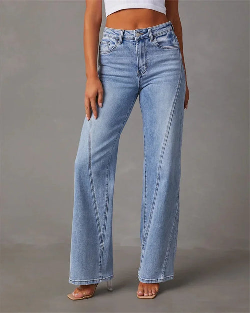 Women's Wide-Leg Jeans - High-Waisted - Relaxed Fit - Classic Five-Pocket Design