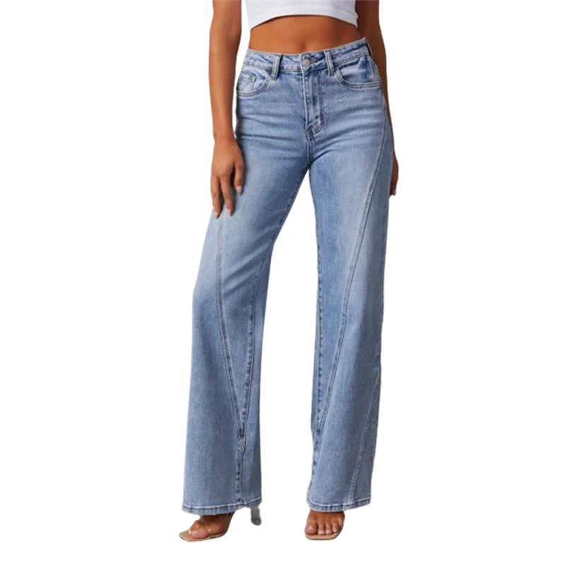 Women's Wide-Leg Jeans - High-Waisted - Relaxed Fit - Classic Five-Pocket Design