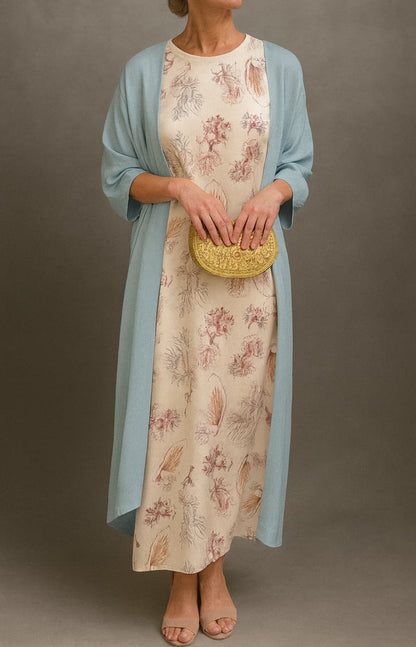 LETICIA | VESTIDO SATINADO CON ESTOLA ELEGANTE
