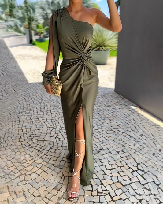 Mila - Vestido plisado de un hombro