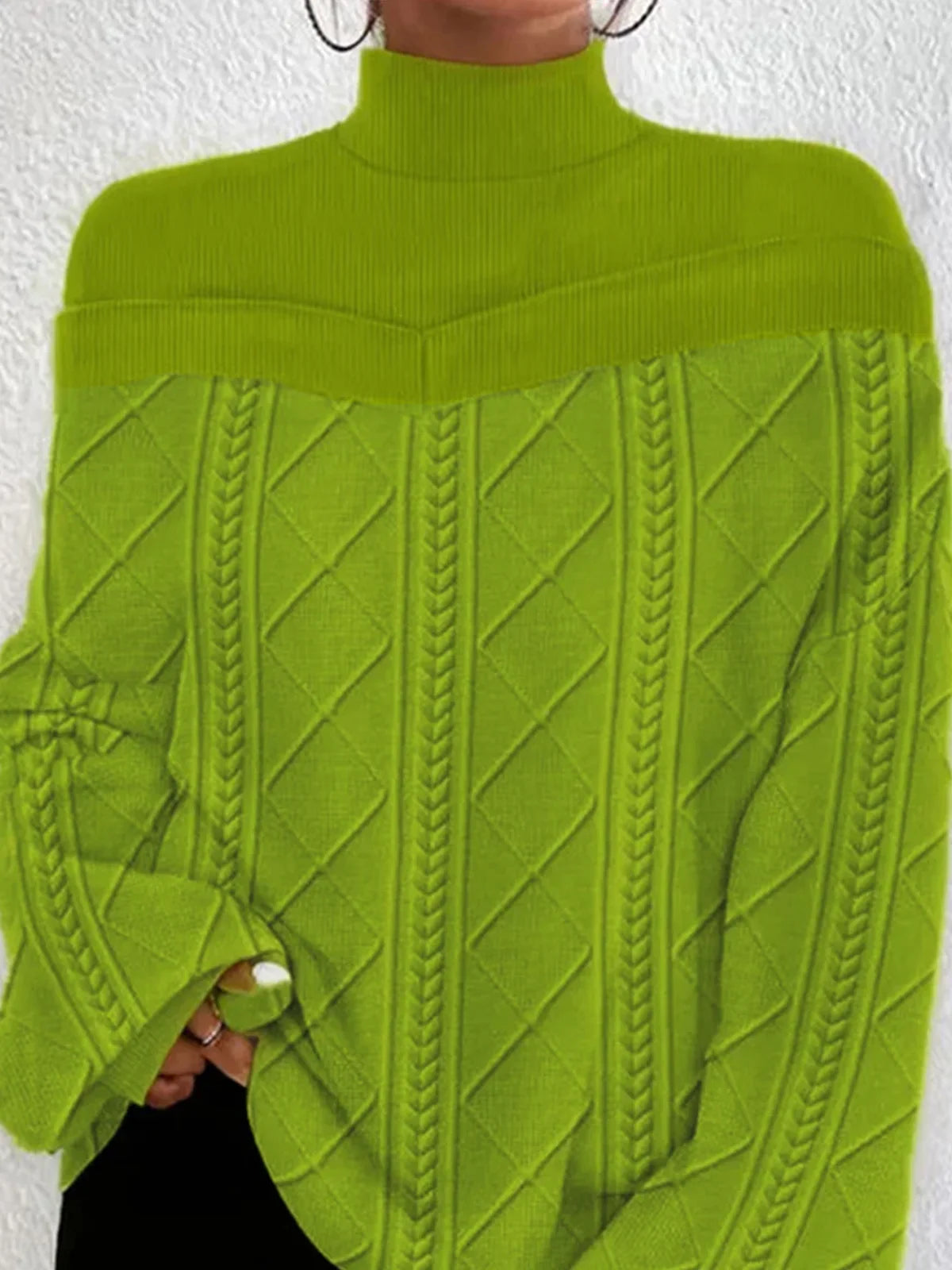 Blusa Holgada de Manga Larga con Cuello Alto para Mujeres