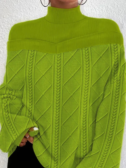 Blusa Holgada de Manga Larga con Cuello Alto para Mujeres