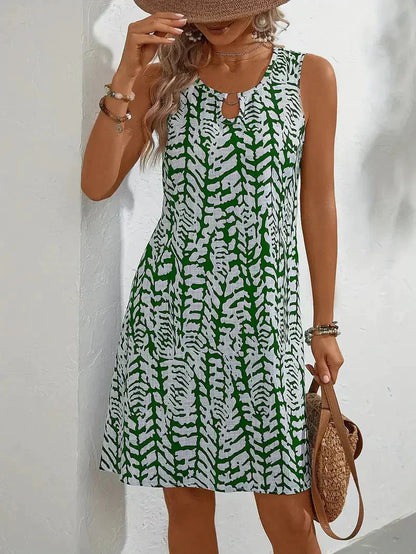 Printed Sleeveless Summer Mini Dress - Lightweight and Breathable Fabric