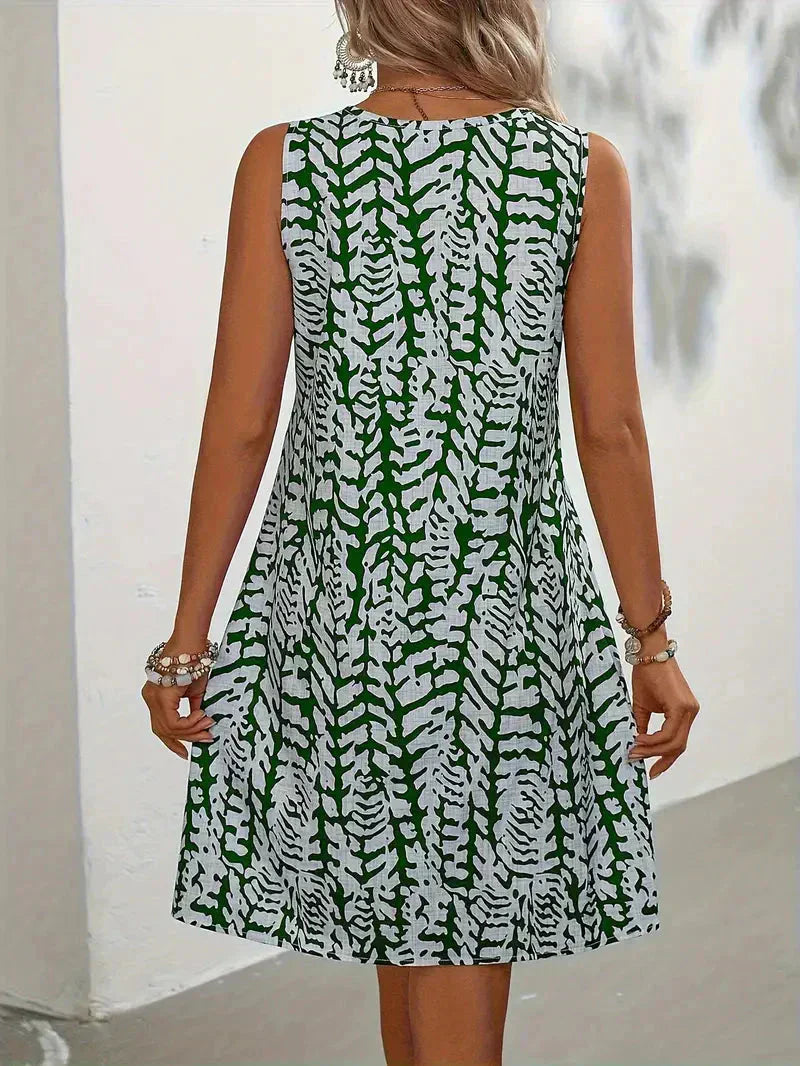 Printed Sleeveless Summer Mini Dress - Lightweight and Breathable Fabric