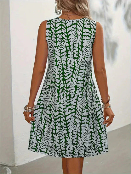Printed Sleeveless Summer Mini Dress - Lightweight and Breathable Fabric