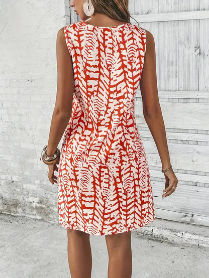 Printed Sleeveless Summer Mini Dress - Lightweight and Breathable Fabric