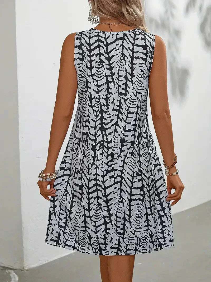 Printed Sleeveless Summer Mini Dress - Lightweight and Breathable Fabric