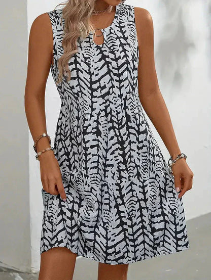 Printed Sleeveless Summer Mini Dress - Lightweight and Breathable Fabric