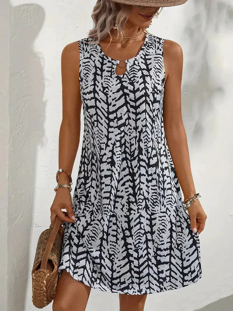 Printed Sleeveless Summer Mini Dress - Lightweight and Breathable Fabric