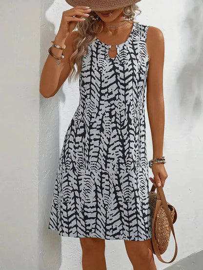 Printed Sleeveless Summer Mini Dress - Lightweight and Breathable Fabric