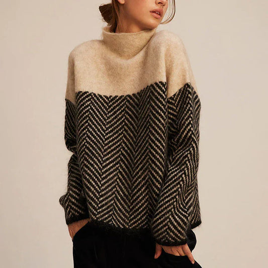 Elegante suéter de cuello alto para mujer, cálido y cómodo