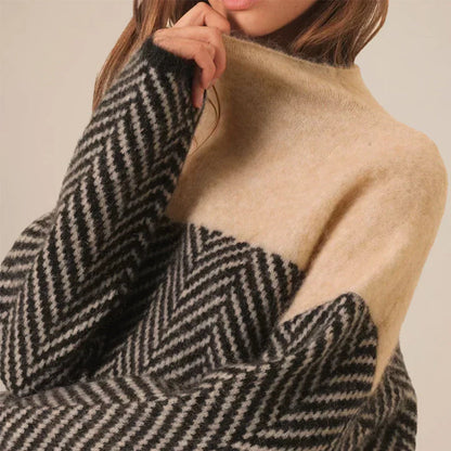 Elegante suéter de cuello alto para mujer, cálido y cómodo