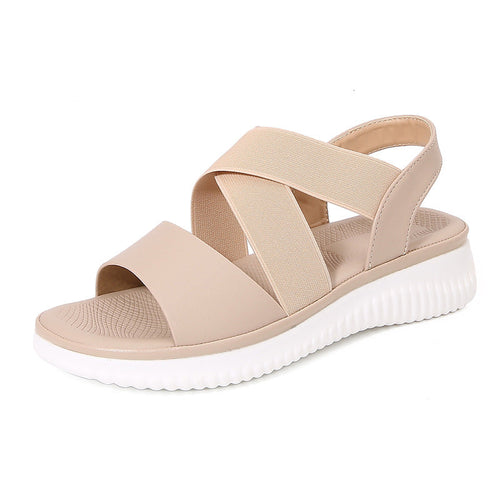 Women’s Sandals – Crisscross Elastic Straps – Cushioned Footbed – Slingback Casual Fit