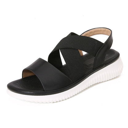 Women’s Sandals – Crisscross Elastic Straps – Cushioned Footbed – Slingback Casual Fit