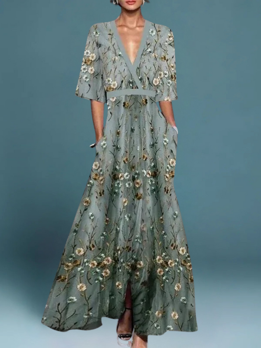 Diana – Robe Longue Élégante à Fleurs