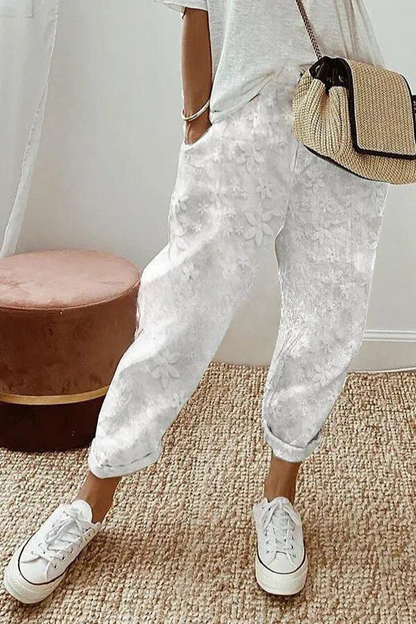 Noa - Pantalón con bolsillo y cintura elástica de flores patchwork