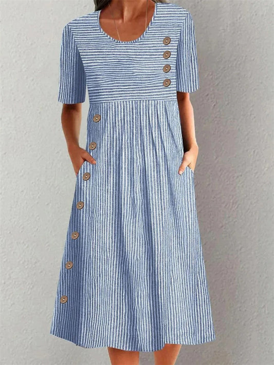 Freira | Vestido midi de algodón a rayas