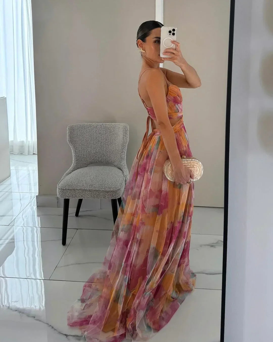 Women’s Elegant Maxi Dress with Textured Layers