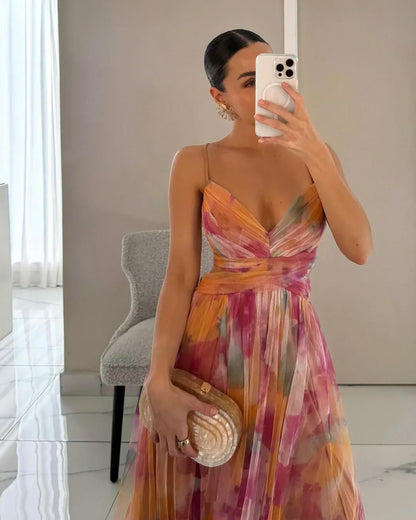 Women’s Elegant Maxi Dress with Textured Layers