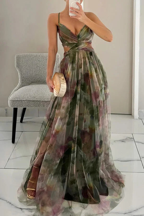 Women’s Elegant Maxi Dress with Textured Layers