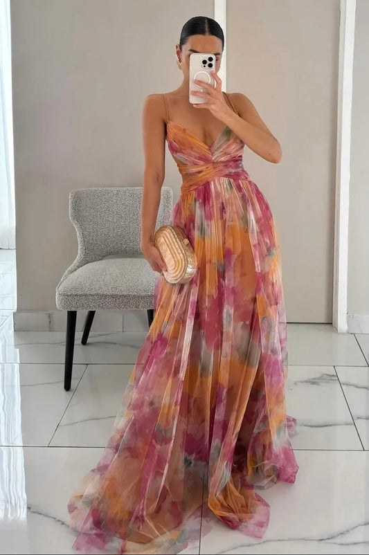 Women’s Elegant Maxi Dress with Textured Layers
