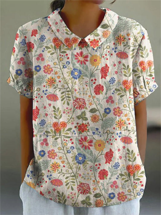 Women's floral art print casual shirt